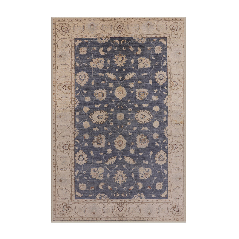 Tapis oriental brun / bleu Hrahad, Rectangle 7 pi x 9 pi