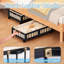Ensemble de 2 contenants de rangement sous le lit en bambou avec roulettes, panier de rangement sous le lit avec grand sac à poussière, rangement sous le lit pour chambre à coucher, dortoir et sous-sol-133277227-133277226