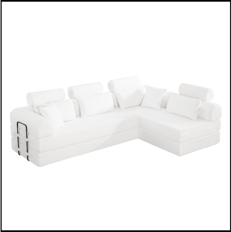 Canapé modulaire en forme de L avec coussin moelleux, Beige