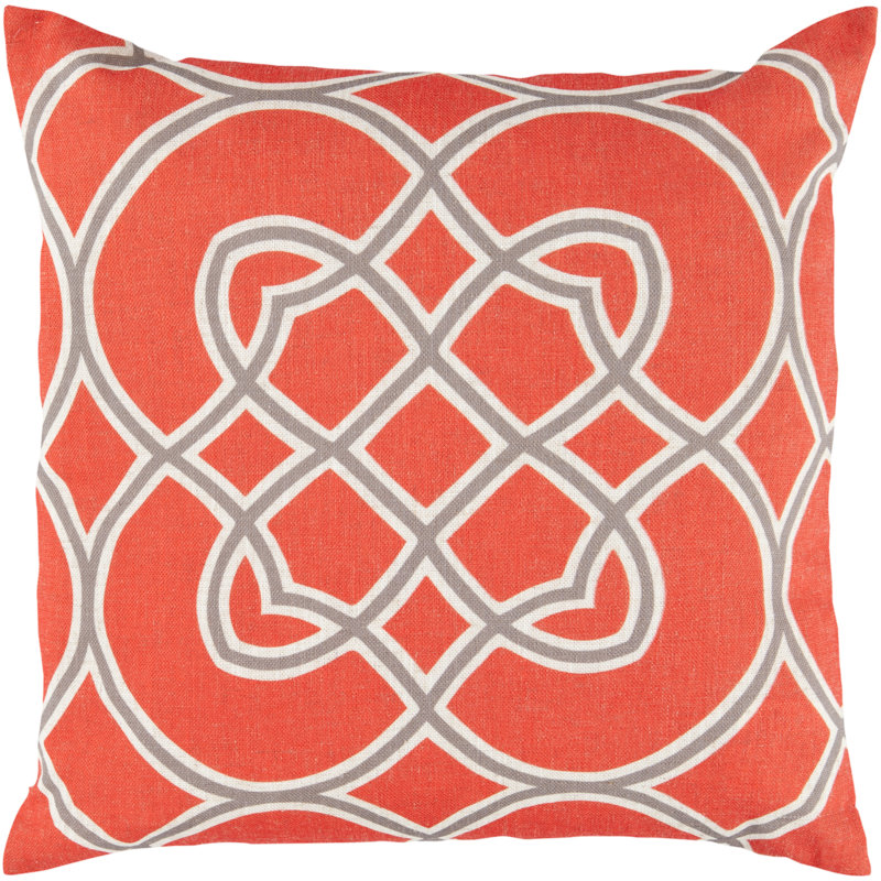 Geometric Pillow Cover, 22" H x 22" W x 0.25" D, Orange\Brown