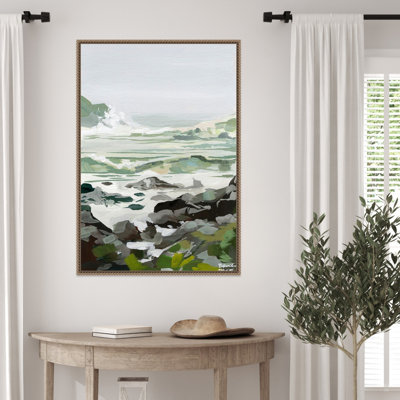 Coastal Waves and Rocks by Azir Framed Canvas Wall Art Print