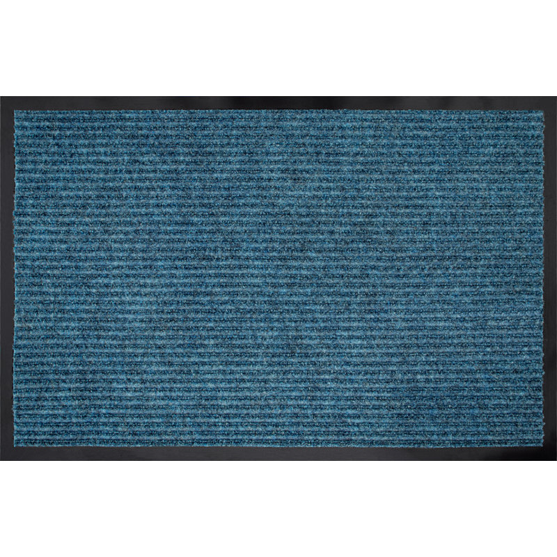 Mayberry Rug Weather Guard Door Mat, Made in the USA, Heavy Duty Entrance Mats, Commercial Office Doormat, Waterproof, Vinyl Backing, Boot Scraper, Blue 2'x4'