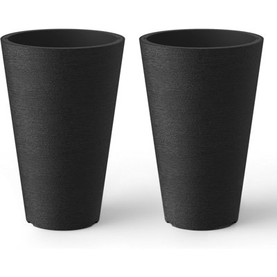 Tall Round Planter Set Of 2  Tall Decorative Planter Pots For Outdoor Indoor Garden Patio Front Porch