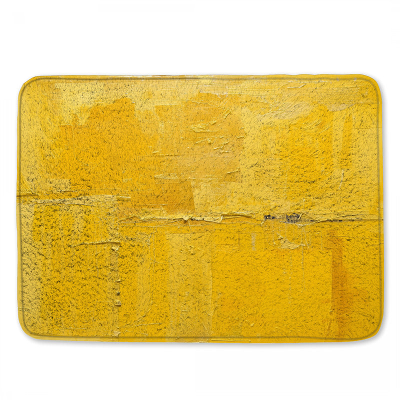 Tapis de bain texturé jaune abstrait, L 24 po x L 17 po