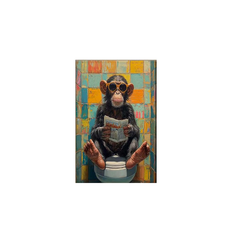Funny Monkey Wall Art Bathroom Monkey Painting Wall Decor Chimpanzee Picture Prints Monkey On Toilet Canvas Wall Art Funny Bathroom Animals Prints Artwork For Bathroom Bedroom