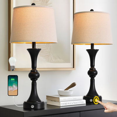 Emzie 28" H Dimmable Metal Table Lamp with USB Port