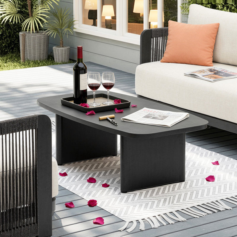 Ensemble de sofas de patio modernes en corde tressée, composé de 6 pièces, avec structure en aluminium et aspect bois ; ensemble de conversation extérieur résistant aux intempéries pour piscine et jardin (ensemble de 6)