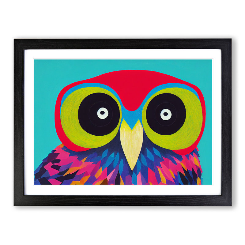 Bold Abstract Owl Vol.1 1 Piece Single Picture Frame Wall Art, 34cm H x 46cm W x 2cm D, Black Framed