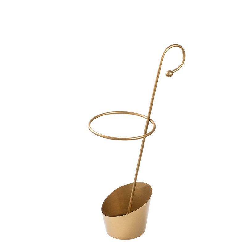 Elegant Gold Metal Umbrella Stand, 13.4 x 9.1 x 26.4 inches | 100% Durable Metal Construction | Stylish & Functional Design for Home Entryway or Office, Keeps Umbrellas Organized & Accessible