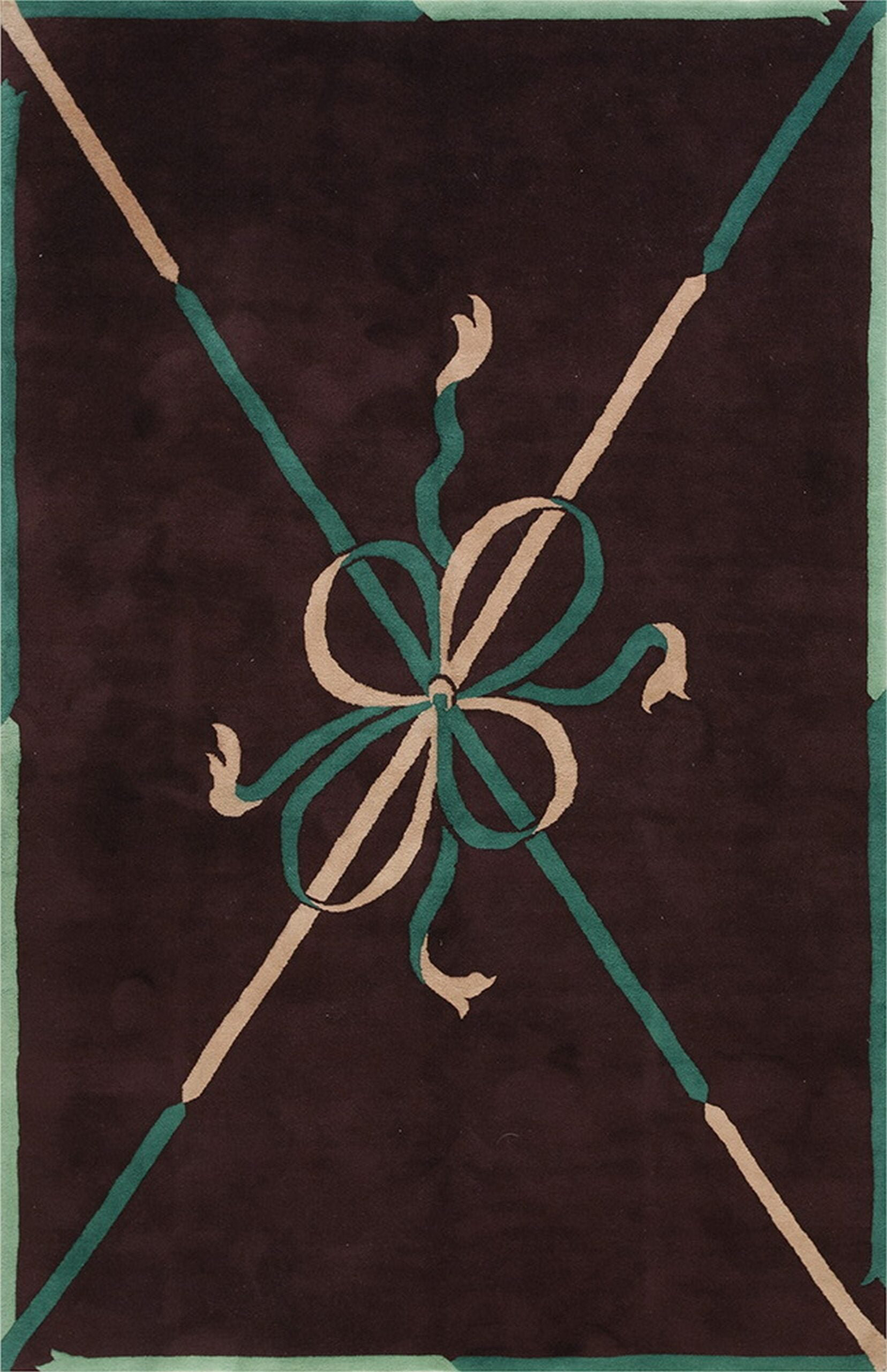 Rugs On Net Antique Art Deco Small Scatter Size Wool Chocolate Rug ...