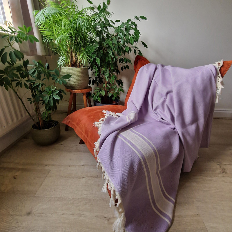 Eptakomi Cotton Chevron / Zig Zag Bedspread, 190 W x 260cm L, Purple