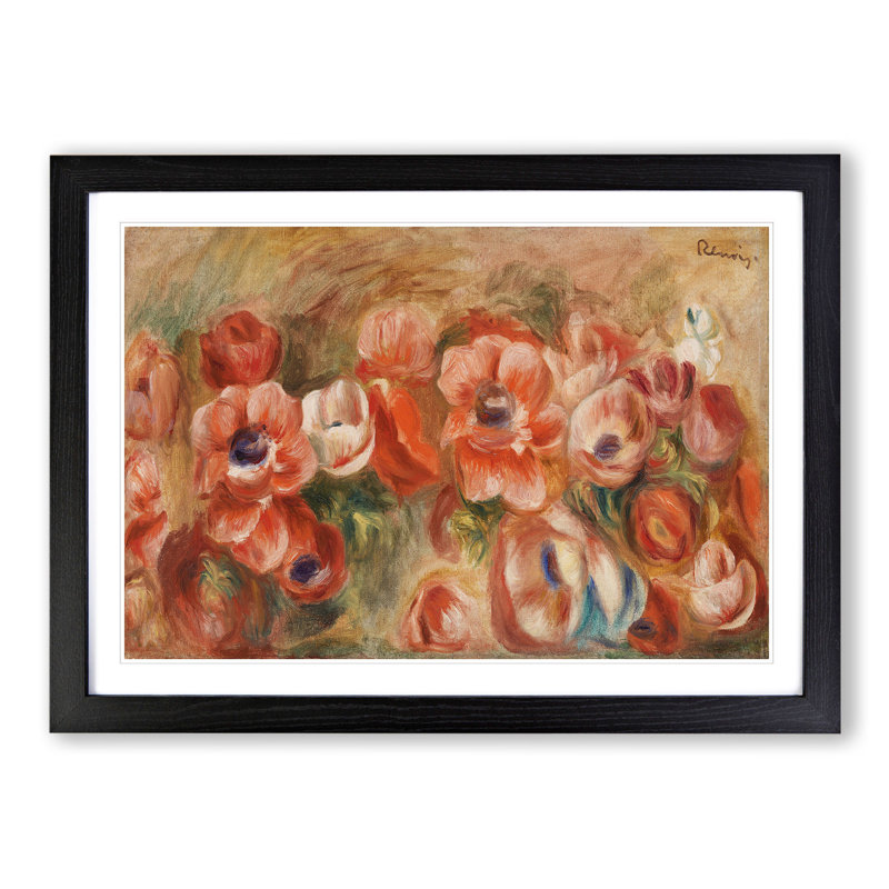 Anemones by Pierre-Auguste Renoir - Picture Frame Painting, Black, 27cm H x 36cm W x 2cm D