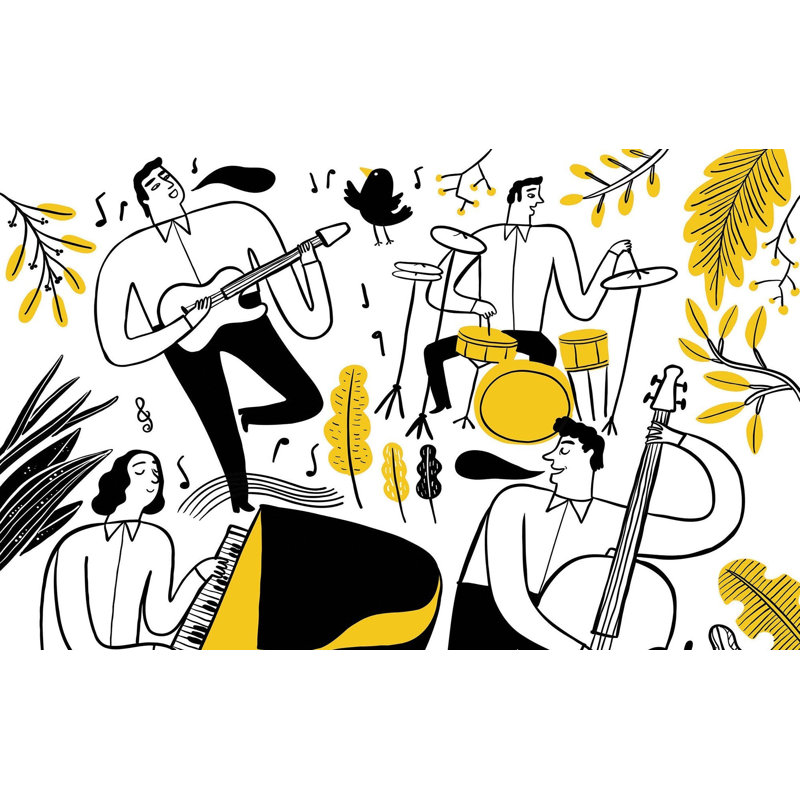 Murale pelez et collez de qualité supérieure - Jazz Band Fun, L 40 po x l 60 po