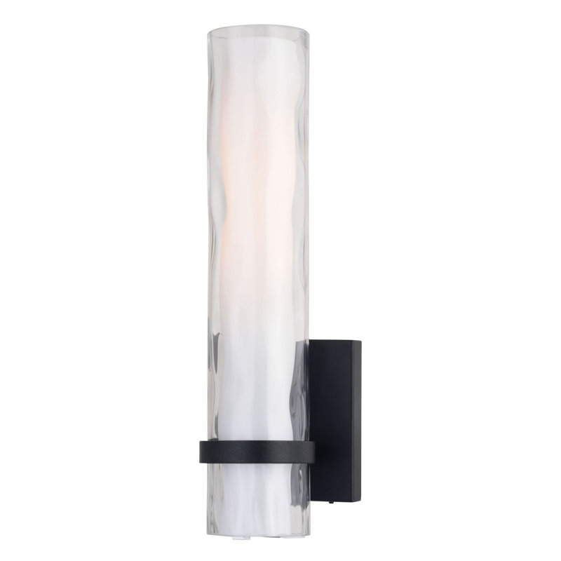 Vilo 1-Light 4.25 inch Wide Oil Rubbed Bronze Contemporary Bathroom Vanity Lighting Fixture, Outer Clear Water, Inner White Frosted Opal Glass Shade, Dimmable LED Compatible Wall Mounted Sconce