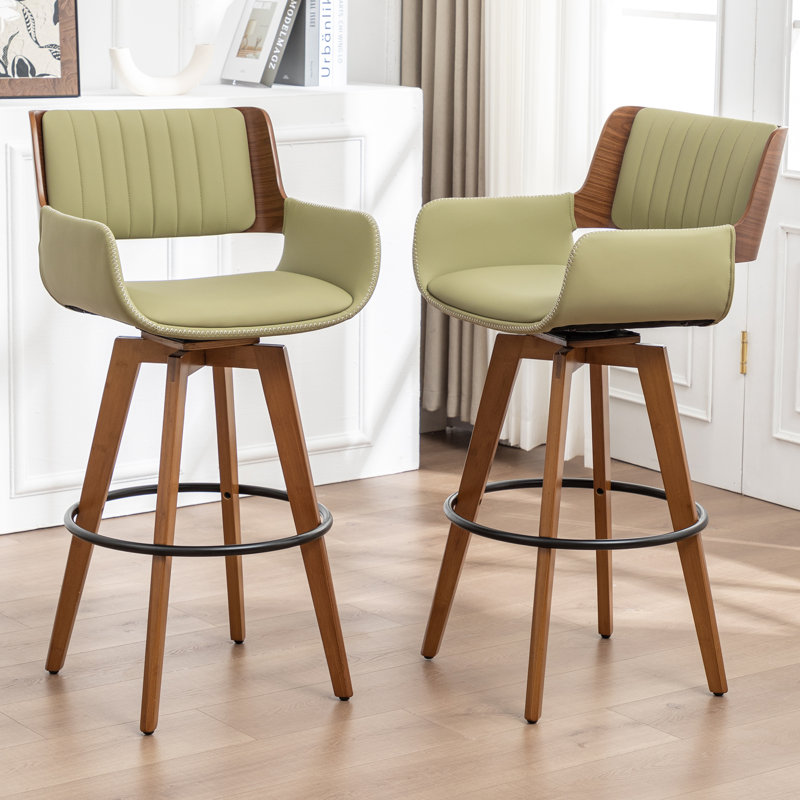 Tabourets pivotants rembourrés en similicuir Modern, Vert, Tabouret de bar (siège d'une hauteur de 29,72 po)