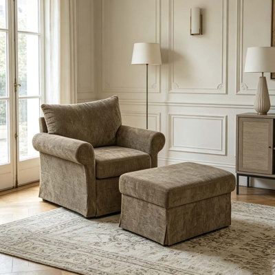 37.5" Accent Chair with Ottoman