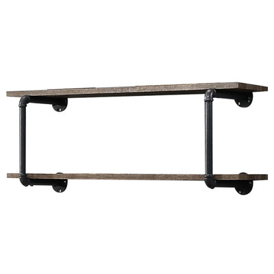 Antique Oak And Sandy Grey Shelf, 2 , Ideal For Displaying Collectibles Decor 2 Decorative Enhances Room Aesthetics