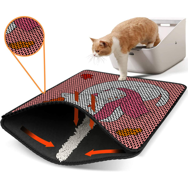 Tapis pour litière de qualité supérieure, 18 po x 24 po | 50% PVC / 50% polyester, lavable à la machine et passer l'aspirateur | Conception durable et facile à nettoyer pour les propriétaires d'animaux de compagnie | Protégez vos planchers des dégâts de la litière
