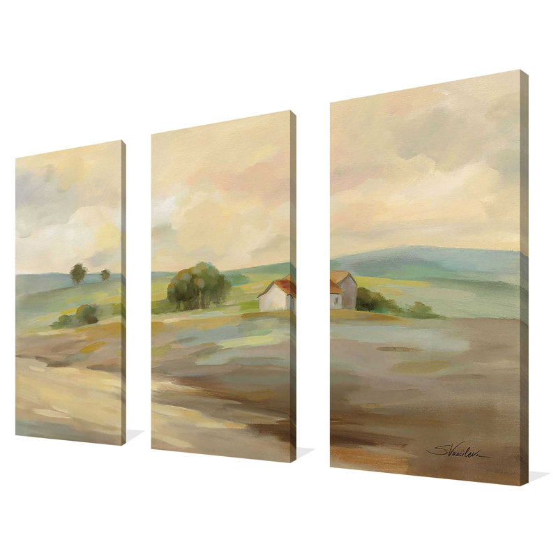 "Path To The Farm" par Silvia Vassileva, reproduction sur toile 3 pièces, H 24 po x l 36 po x P 1 po