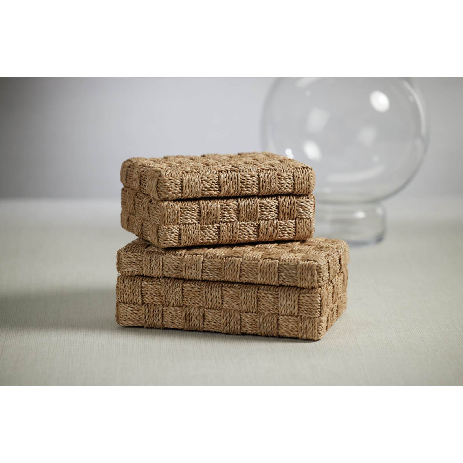 Abaca Rope Decorative Box, 4" H x 8.75" W x 6" D