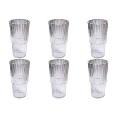 Fine Ribbed Acrylic Drinking Glass