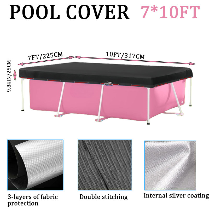 Rectangular pool cover, 9.84" H x 120" W x 84" D