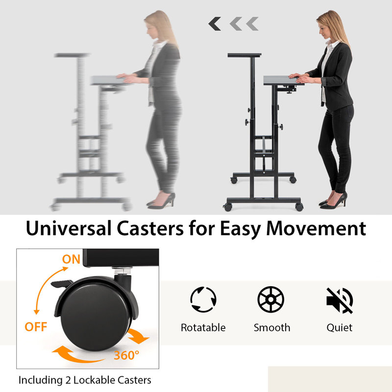 Linco Adjustable Height Steel Standing Desk, Black