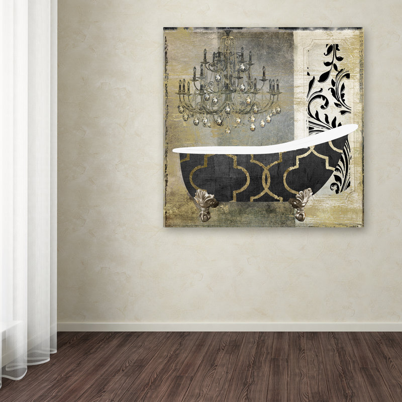 24'' x 24'' Black and Gold Bathtub Canvas Wall Art