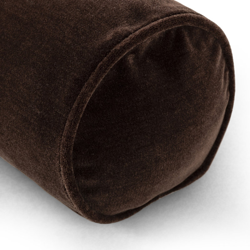 Monte Chocolate Wool Velvet Bolster Pillow 8"x48"