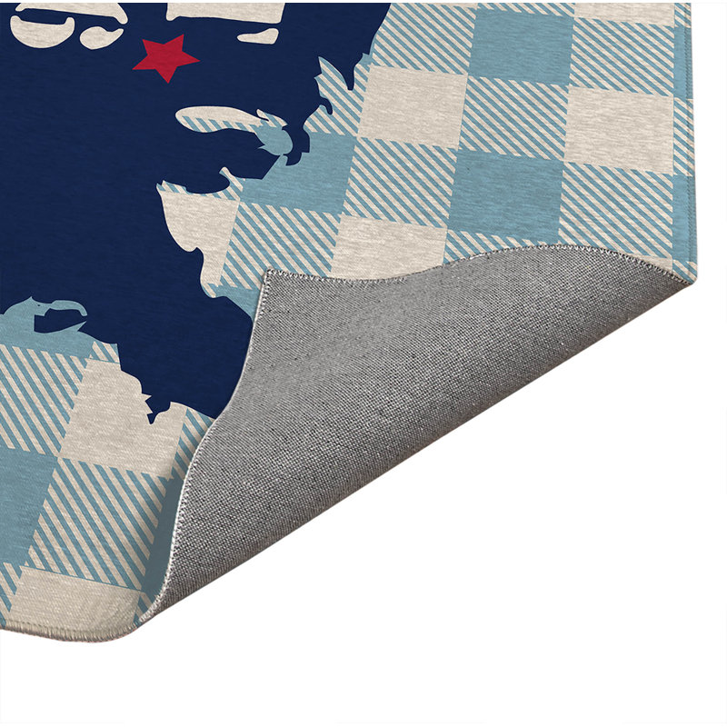 Tapis de sol antidérapant EST 1776 Gingham, Bleu, L 84 po x P 60 po