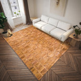 Tapis décoratif en similicuir brun à motif mosaïque 1 pi 8 po x 2 pi 6 po