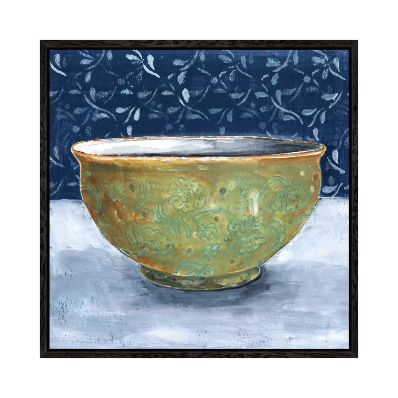 Golden Bowl by Miri Eshet - Painting on Canvas, 66.04 cm H x 66.04 cm W, Black Framed