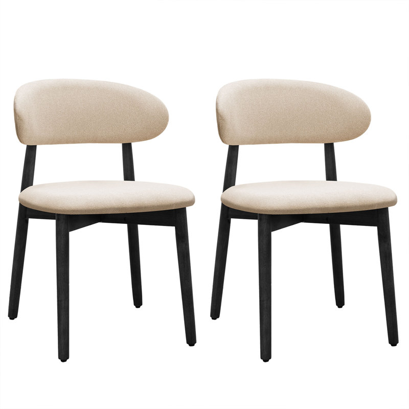 Ensemble de 4 chaises sans accoudoirs, 4, Beige, Noir