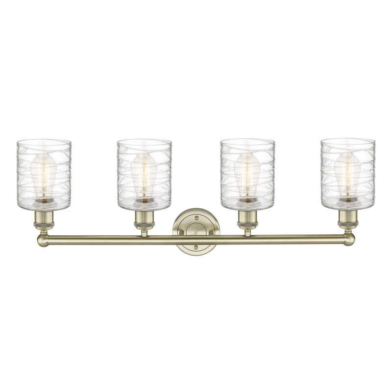 Éclairage pour meuble-lavabo 4 lumières 32 pouces Karon, Déco tourbillon, Laiton antique