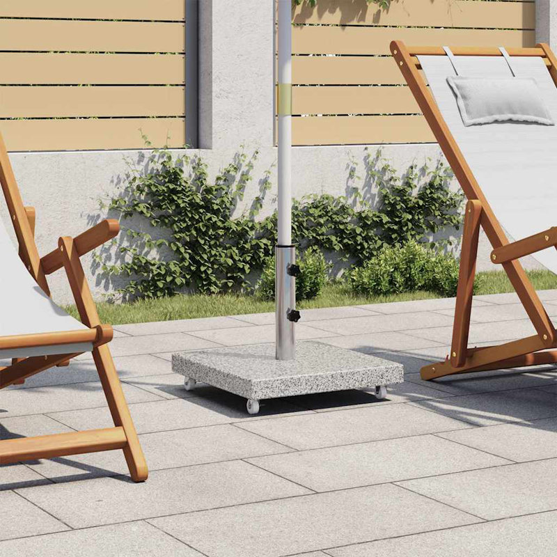 66.1lb Square Umbrella Base with Wheels, Stainless Steel Pipe, 17.7"x17.7" Gray Granite, Gray