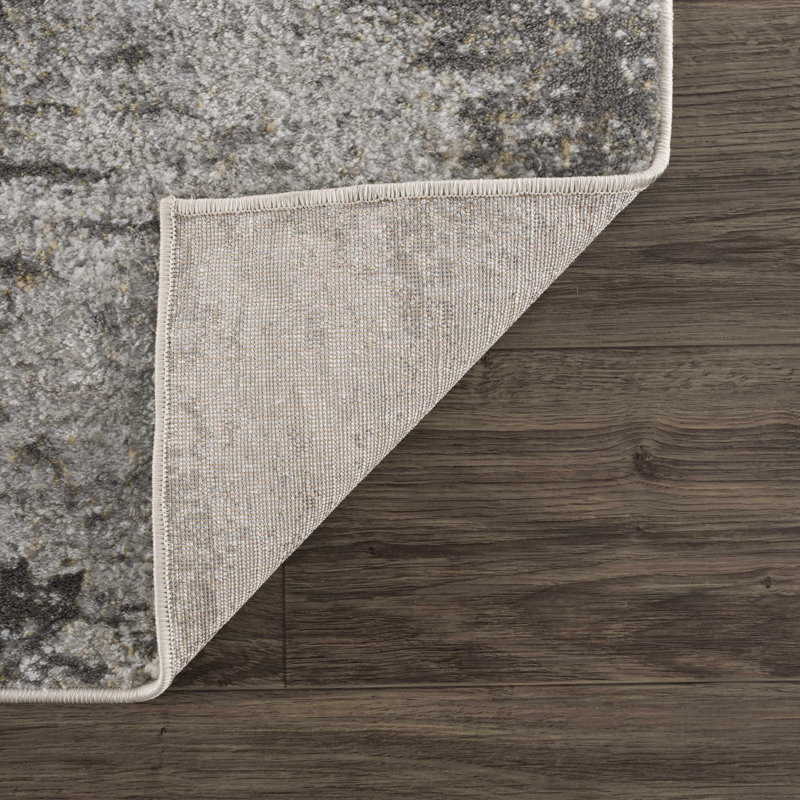 Liveree Gray and Beige Abstract Medium Pile Area Rug