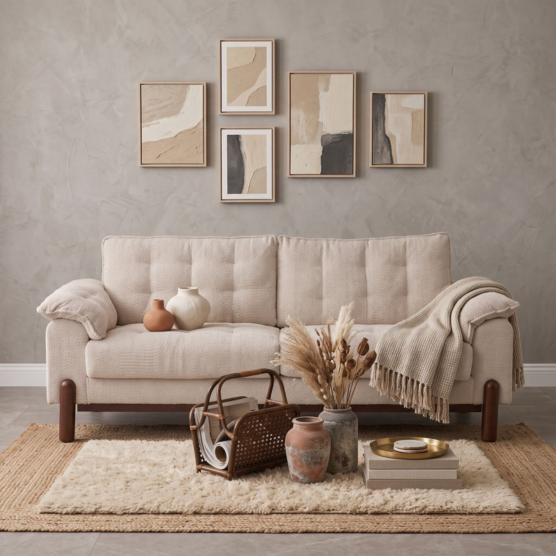 Canapé moderne avec siège rembourré, Beige