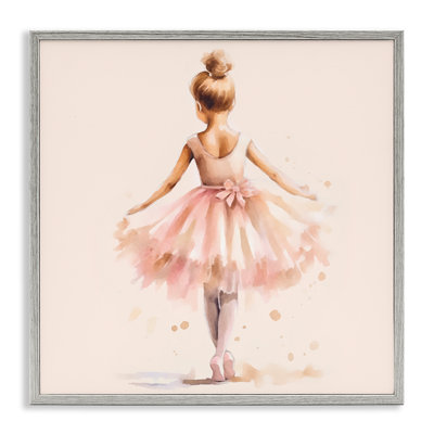 Stepping Ballerina in Tutu Gray Framed Giclee Art by Andrea Haase
