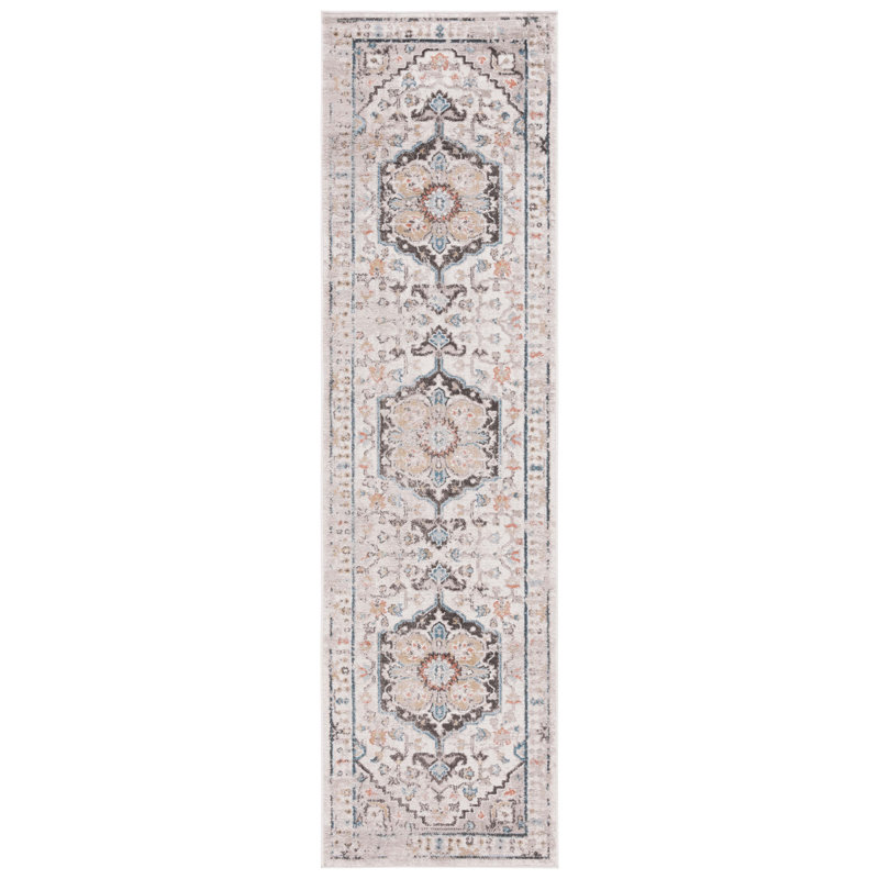 Tapis oriental en polypropylène tissé à la machine Desieree, Tapis de couloir 2 pi 2 po x 8 pi