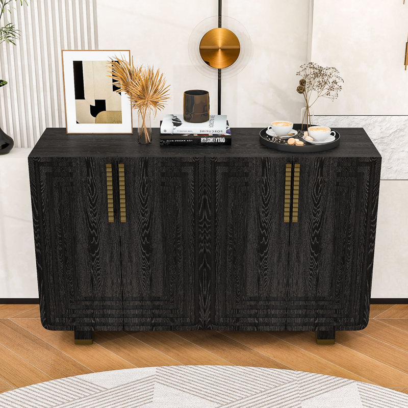 Buffet élégant en bois avec rangement polyvalent, Noir, noir, noir, noir