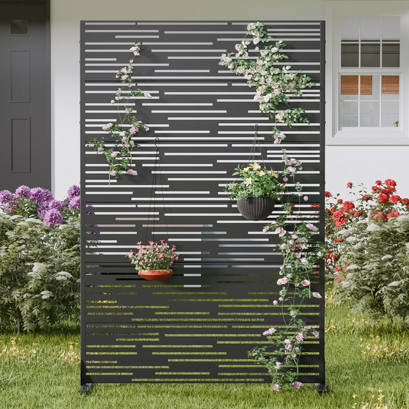 Freestanding Steel Privacy Screen Fence Panels Metal Trellis Outdoor Divider for Patio, Balcony, Backyard, Pool, Indoor Room