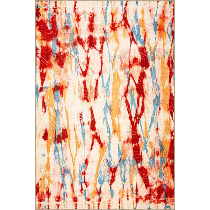 Tapis décoratif décoratif avec motif fluide dans des tons mélangés, Rectangle 3 pi 4 po x 5 pi