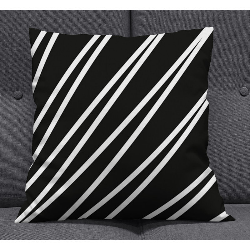 Throw Pillow With Insert, Black/White Striped 6, 20"H x 20"W