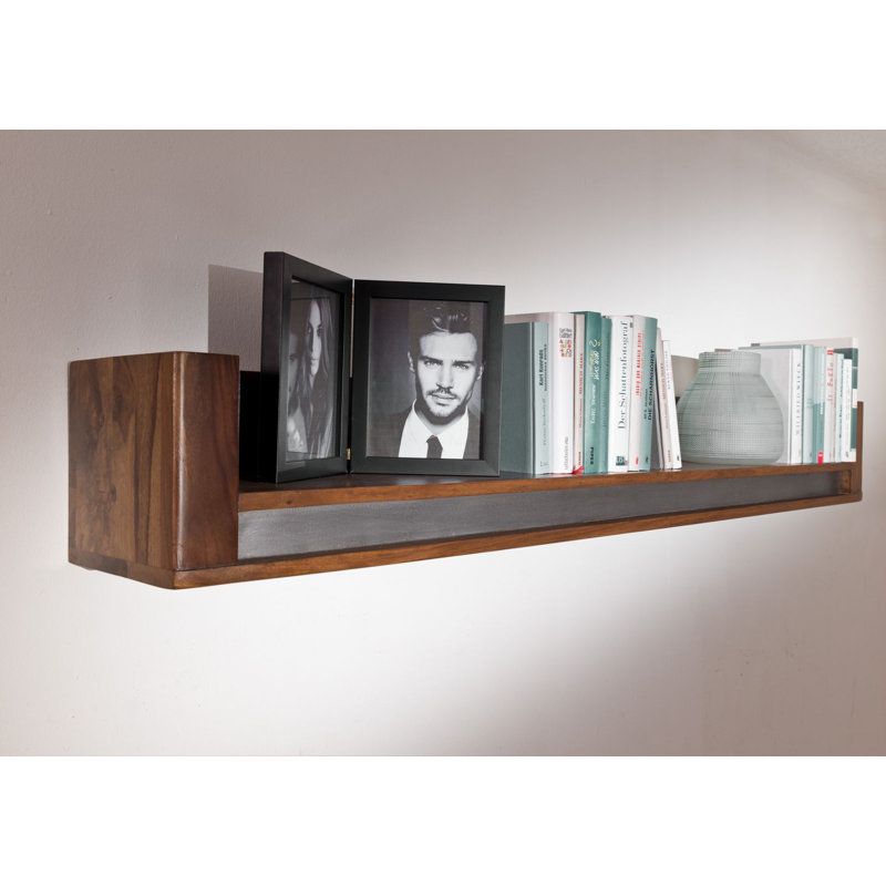 Sydney Sheesham Solid Wood Accent Shelf, Unique noble, 20cm H x 150cm W x 22cm D
