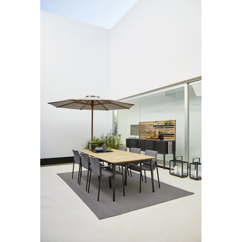 Core Rectangular Outdoor Dining Table , in. W in. D, Aluminum Taupe, Teak, 35.5" W x 62.9" L x 29" H