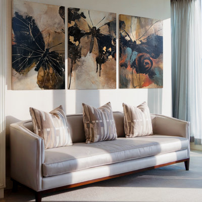 3 Pieces Exculisive Bauhaus Geometric Abstract Large Wall Art with Retro Design, Modern Canvas Decor for Living Room, Bedroom, Office and Home
