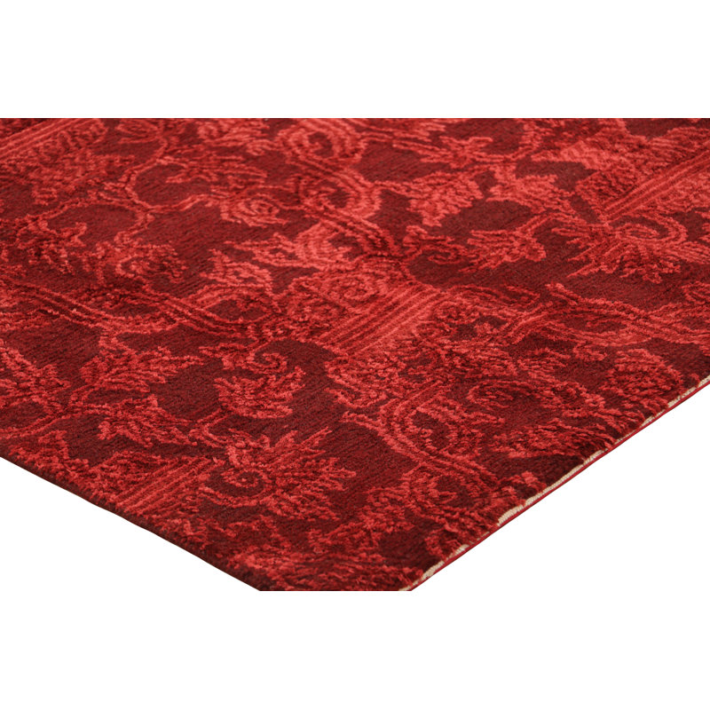 Rug & Kilim’S European Style Rug In Burgundy With Floral Patterns, Retangle 37' x 49'