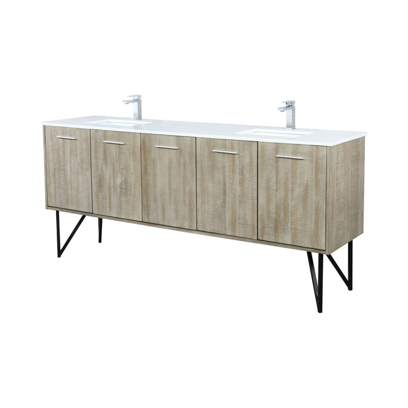 Meuble-lavabo double 80 po Rustic X P 20 po D, ensemble en marbre de culture et robinet chromé