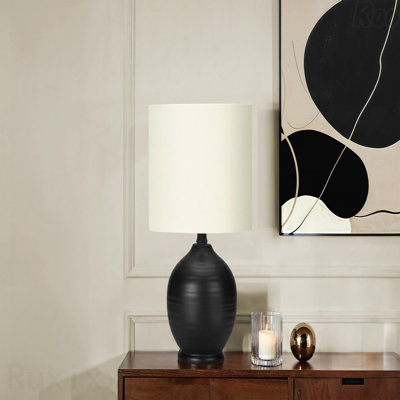 Table Lamp - 17"H, Black Ceramic Material