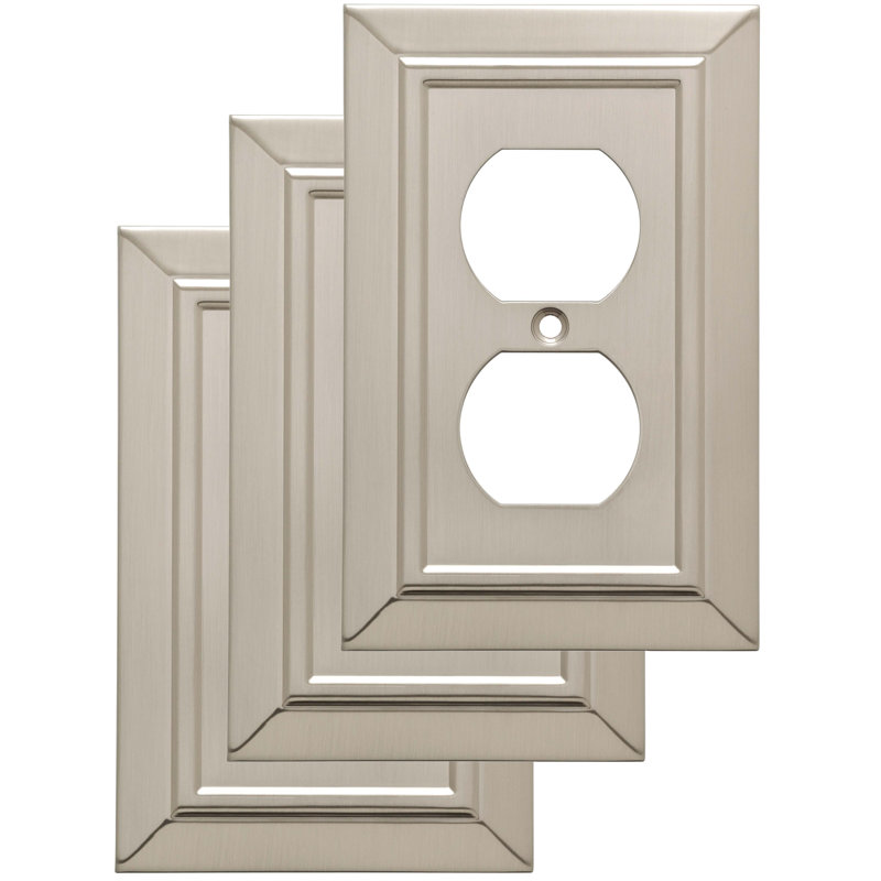 Classic Architecture 1-Gang Duplex Outlet Wall Plate, Brushed Nickel
